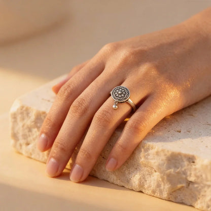 Buddhistischer Glücksring aus 925er Sterlingsilber