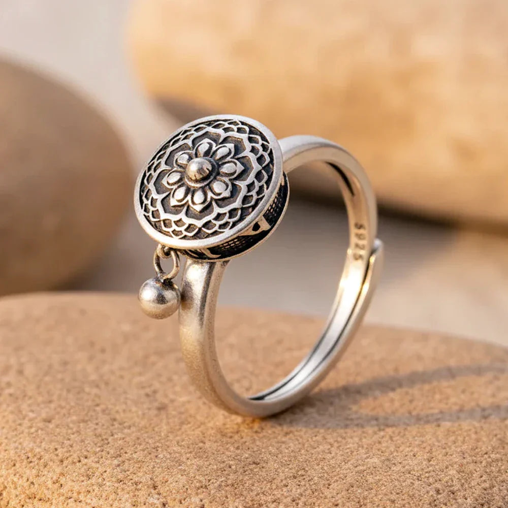 Buddhistischer Glücksring aus 925er Sterlingsilber