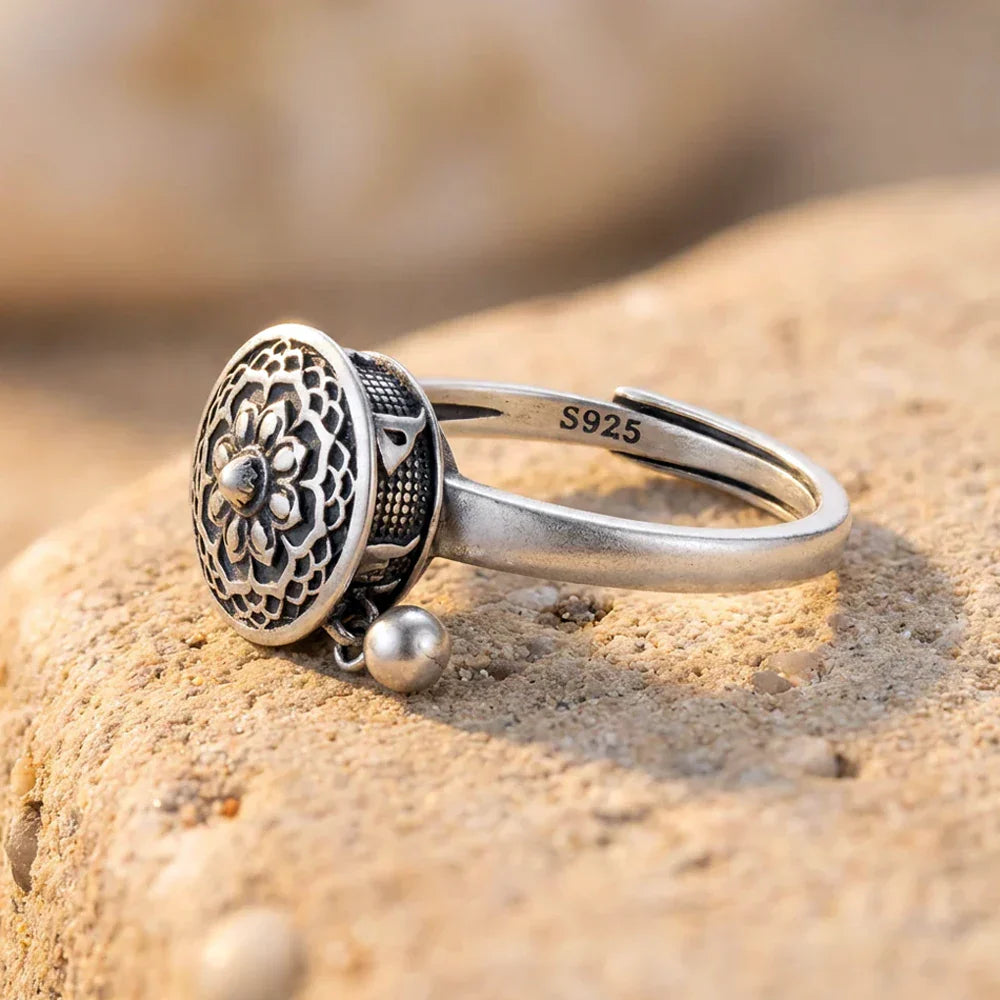 Buddhistischer Glücksring aus 925er Sterlingsilber