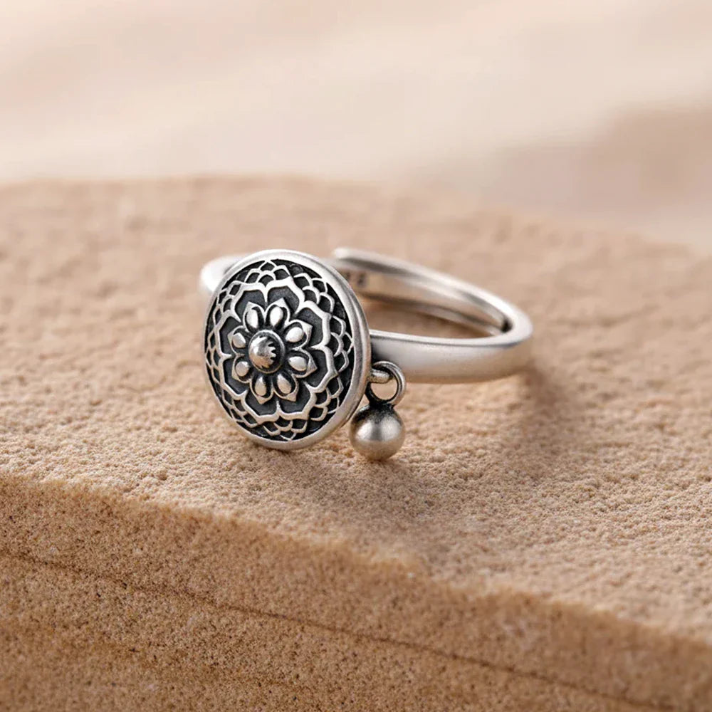 Buddhistischer Glücksring aus 925er Sterlingsilber